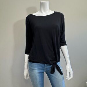 MICHAEL STARS Women's Black Casual One Size Jersey Tie-Front Top